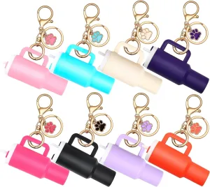8pcs Mini Tumbler Keychain for Stanley Cup Cute Chapstick Holder Key Chain Charms Accessories for Women Backpack Bag