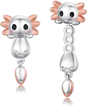 925 Sterling Silve Schnauzer/Axolotl 3D Cute Animal Stud Earrings Hypoallergenic Jewelry Gifts for Women