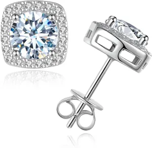 925 Sterling Silver 2CT Moissanite Stud Earrings for Men, D Color VVS1 Moissanite Earrings for Women Hypoallergenic Perfect Jewery Gifts