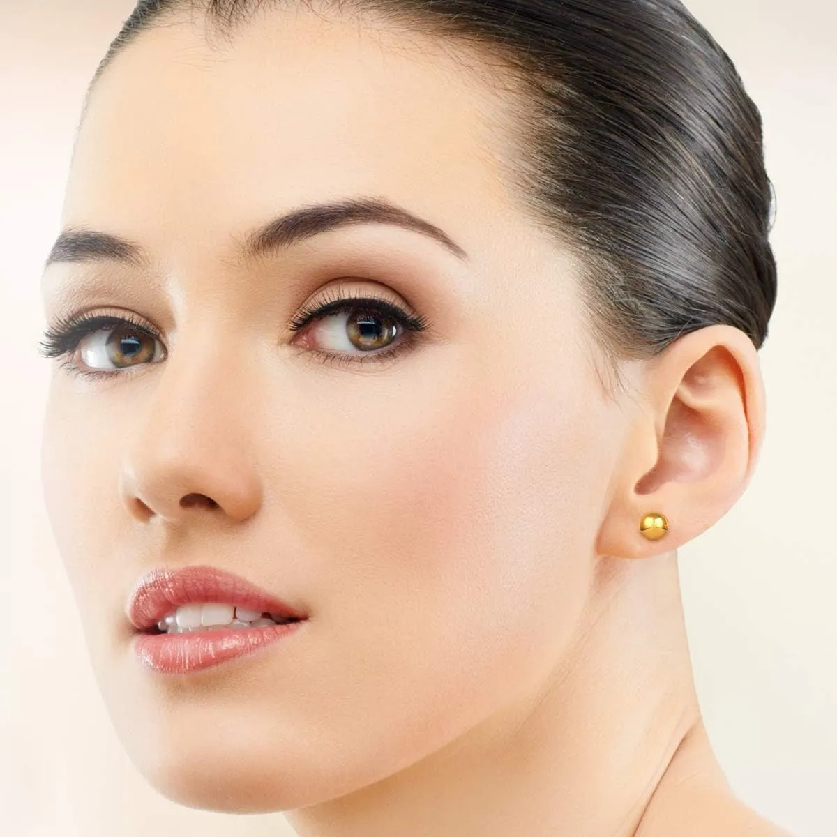 925 Sterling Silver Ball Studs 24K Gold Plated Earrings - Gold Stud Earrings - Round Studs for Women - Ear Piercing - Golden Stud Earring - Diameter: 2 up to 12 mm