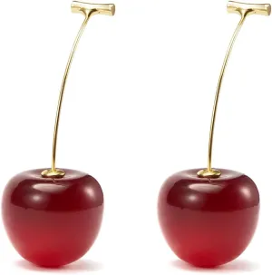 925 Sterling Silver Cherry Earrings Cute Fruit Drop Dangle Earrings for Women Lovely jewelry Gift