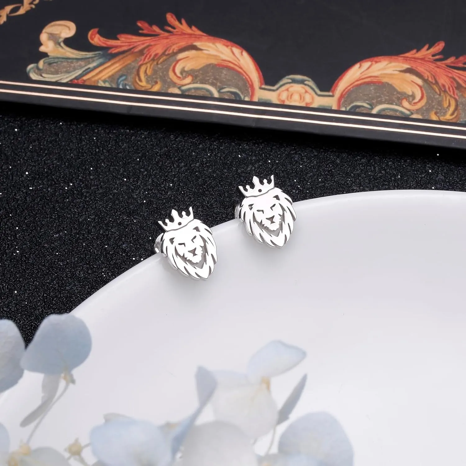 925 Sterling Silver Dinosaurs/Lion/Cherry Blossom/Camellia Earrings Cubic Zircon Flower Animals Earring For Women Cute Decoration Hypoallergenic Jewelry Birthday Valentine's Day Christmas
