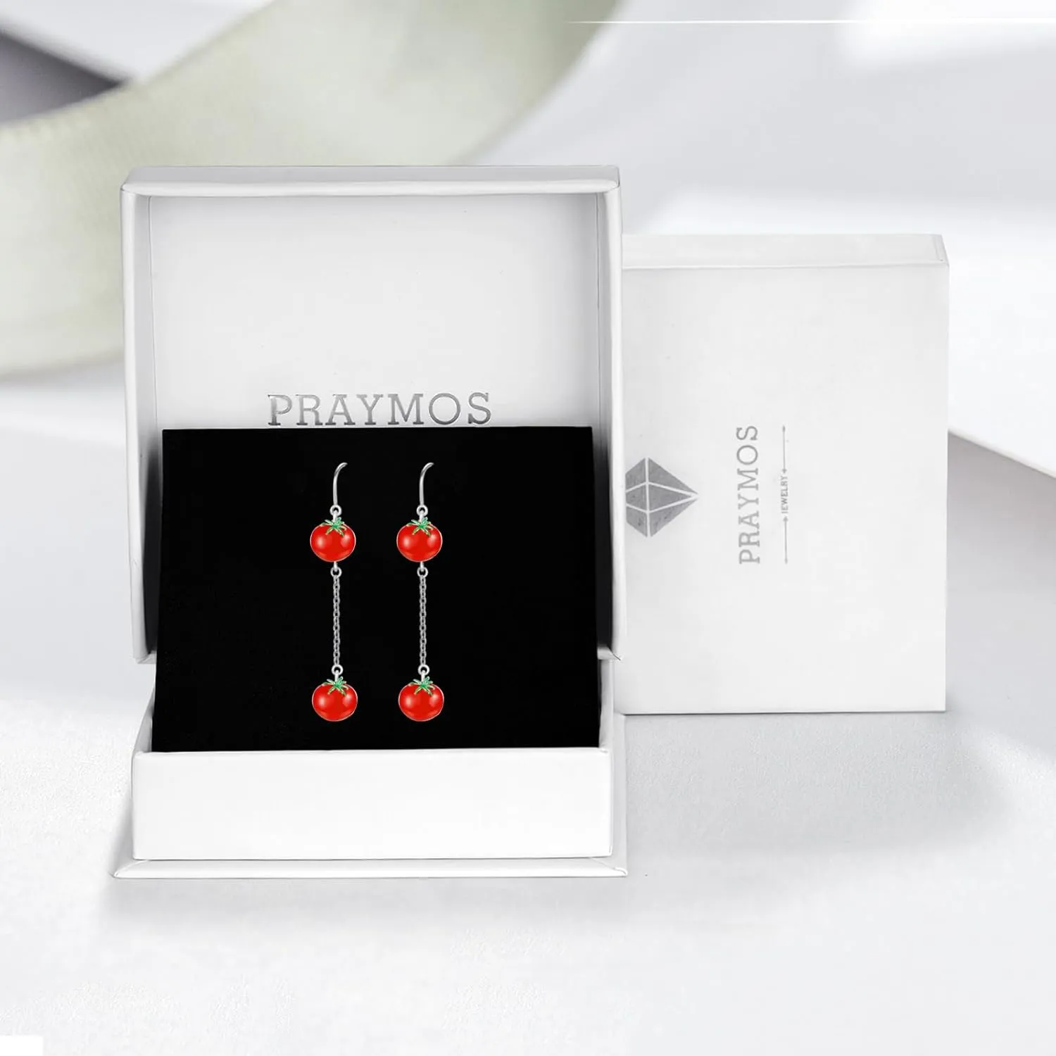 925 Sterling Silver Fruit Earrings Lemon/Apple/Orange/Grape/Pineapple/Strawberry/Cherry Earrings Tropical Earrings Novelty Fun Dangle Earrings Fruit Gifts for Women