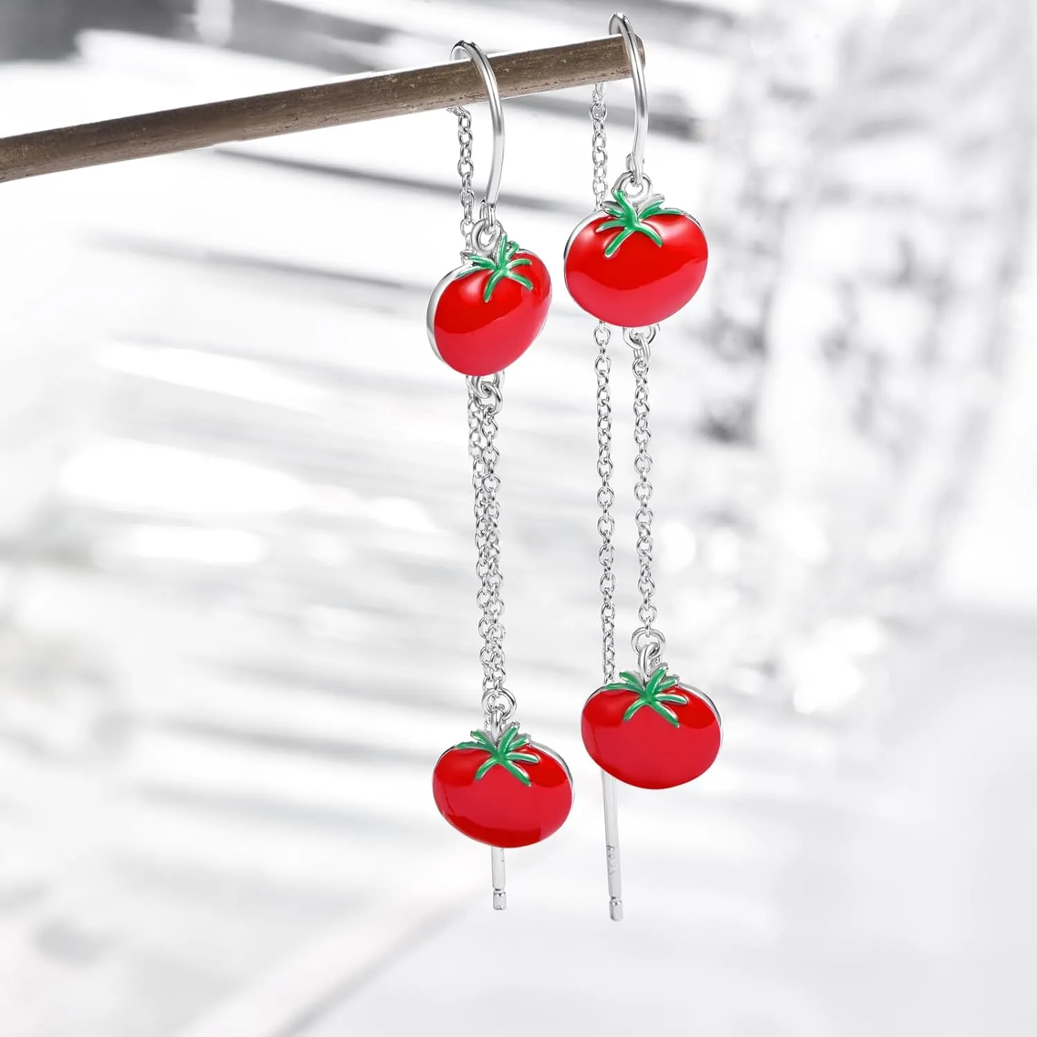 925 Sterling Silver Fruit Earrings Lemon/Apple/Orange/Grape/Pineapple/Strawberry/Cherry Earrings Tropical Earrings Novelty Fun Dangle Earrings Fruit Gifts for Women