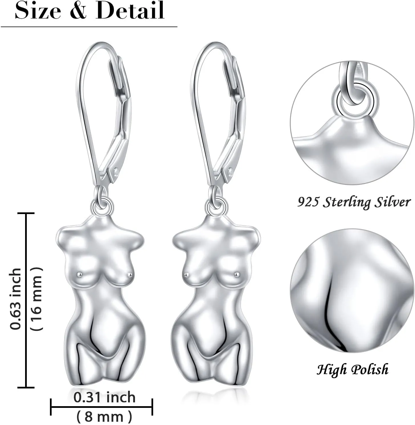 925 Sterling Silver Huggie Hoop Earrings Dainty Lever Back Dangle Drop Earrings for Women Men Girls Jewelry Gift