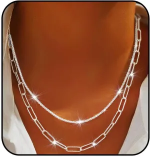925 Sterling Silver Necklace for Women Dainty Layered Necklaces Silver Tiny Cross Pendant Necklace Jewelry Gifts