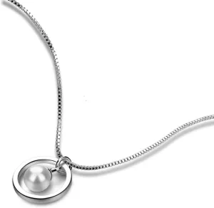 925 Sterling Silver Necklace Women's Elegant 11 mm Pearl Pendant Necklace - Solid Silver Box Chain 18" Choker Fine Jewelry Holiday Gifts