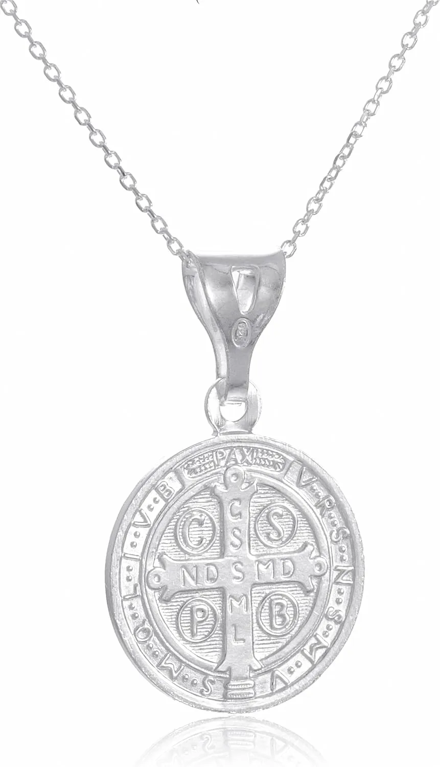 925 Sterling Silver Saint Benedict, Saint Christopher, Saint Lazarus, Saint Jude, Saint Michael and Jesus Head Religious Charm Medallion Pendant with 18 Inch Link Necklace