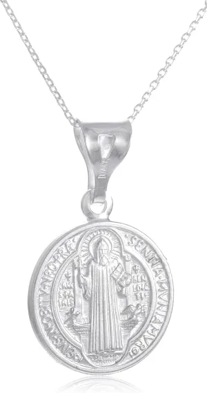 925 Sterling Silver Saint Benedict, Saint Christopher, Saint Lazarus, Saint Jude, Saint Michael and Jesus Head Religious Charm Medallion Pendant with 18 Inch Link Necklace