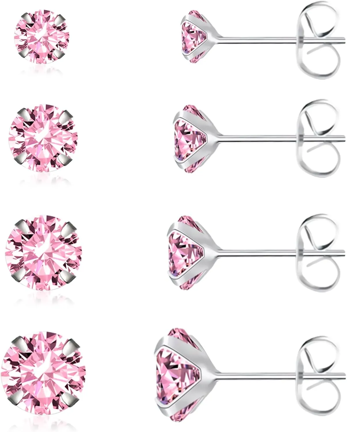 925 Sterling Silver Stud Earrings,Sliver Earrings Set for Women,4 Pairs Stud Earrings Pack for Women/Mothers,Hypoallergenic,Birthday Gifts