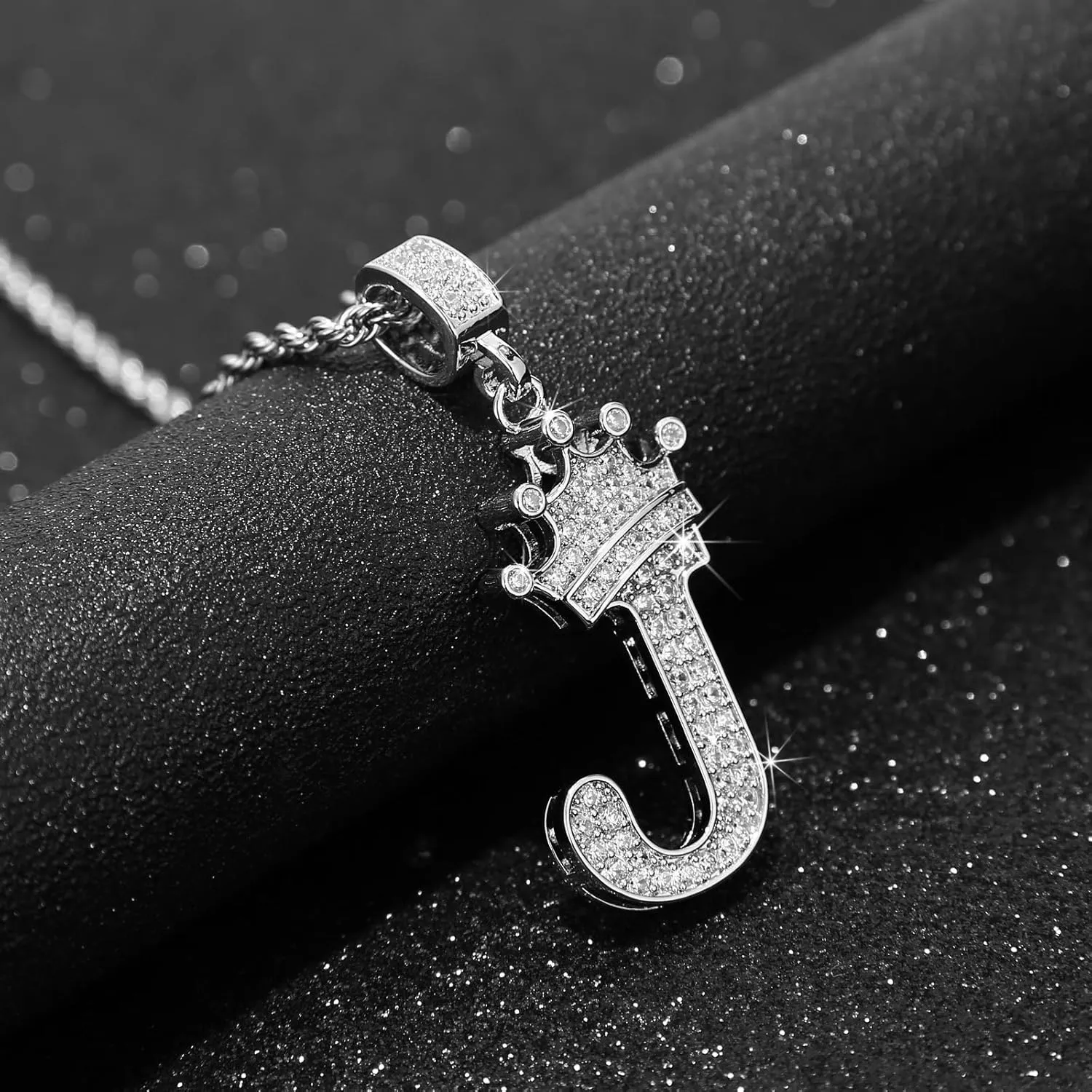 A-Z Letters Necklace Crown Necklace for Men Women 18K Gold Plated Letters Pendants with 23'' Chain Hip Hop Alphabet Name Jewelry Mom Gifts