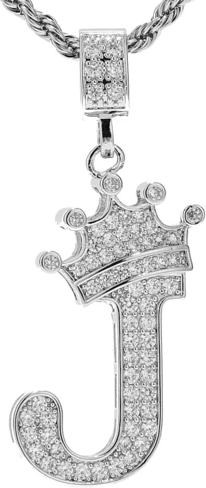 A-Z Letters Necklace Crown Necklace for Men Women 18K Gold Plated Letters Pendants with 23'' Chain Hip Hop Alphabet Name Jewelry Mom Gifts