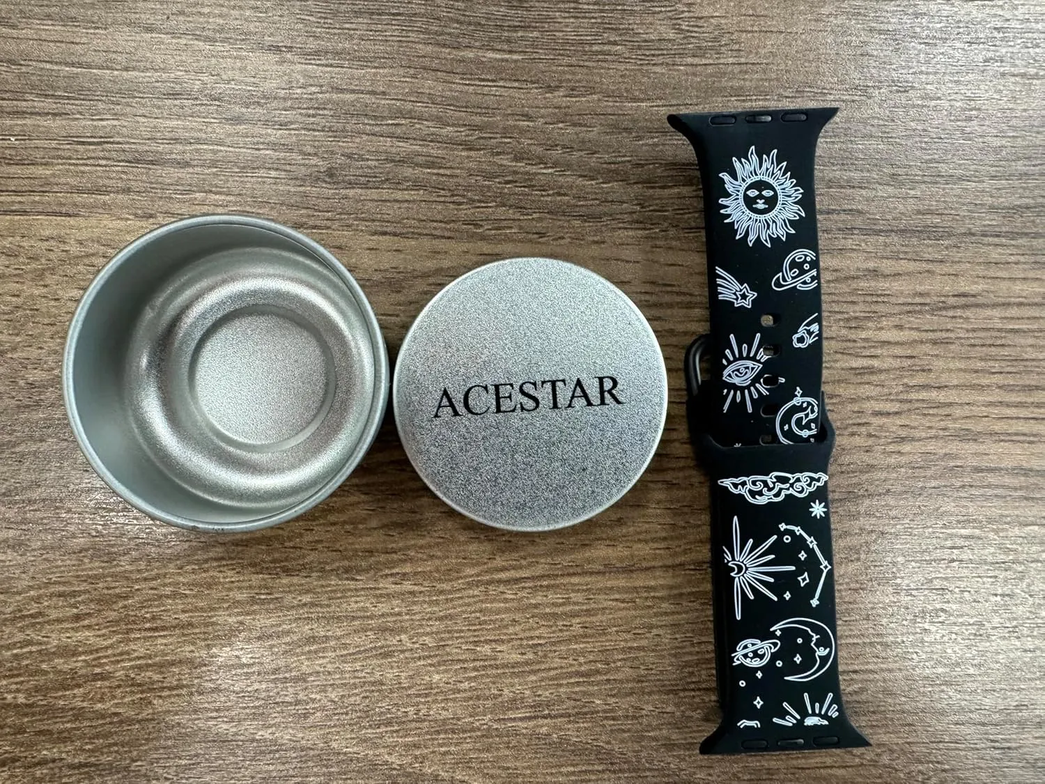 ACESTAR Double Sided Band Compatible with Apple Watch Smartwatch Bands 38mm 40mm 41mm/42mm(Series 10), Cute Soft Silicone Replacement for iWatch Series 10 9 8 7 6 5 4 3 2 1 SE, Black Vintage Sun Moon