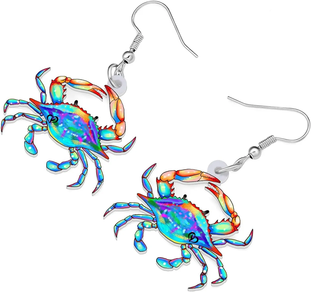 Acrylic Cute Crab Earrings Fun Ocean Animals Themed Dangle Jewelry For Women Sea Lovers Charm Beach Party Summer Holiday Cartoon Marine Decoration Gifts