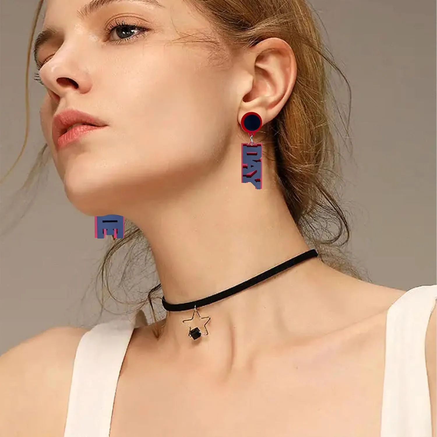 Acrylic Letter Statement Mismatched Drop Earrings Sports Fan Earrings Football Team Gifts Fun Game Day Dangle Earrings for Women