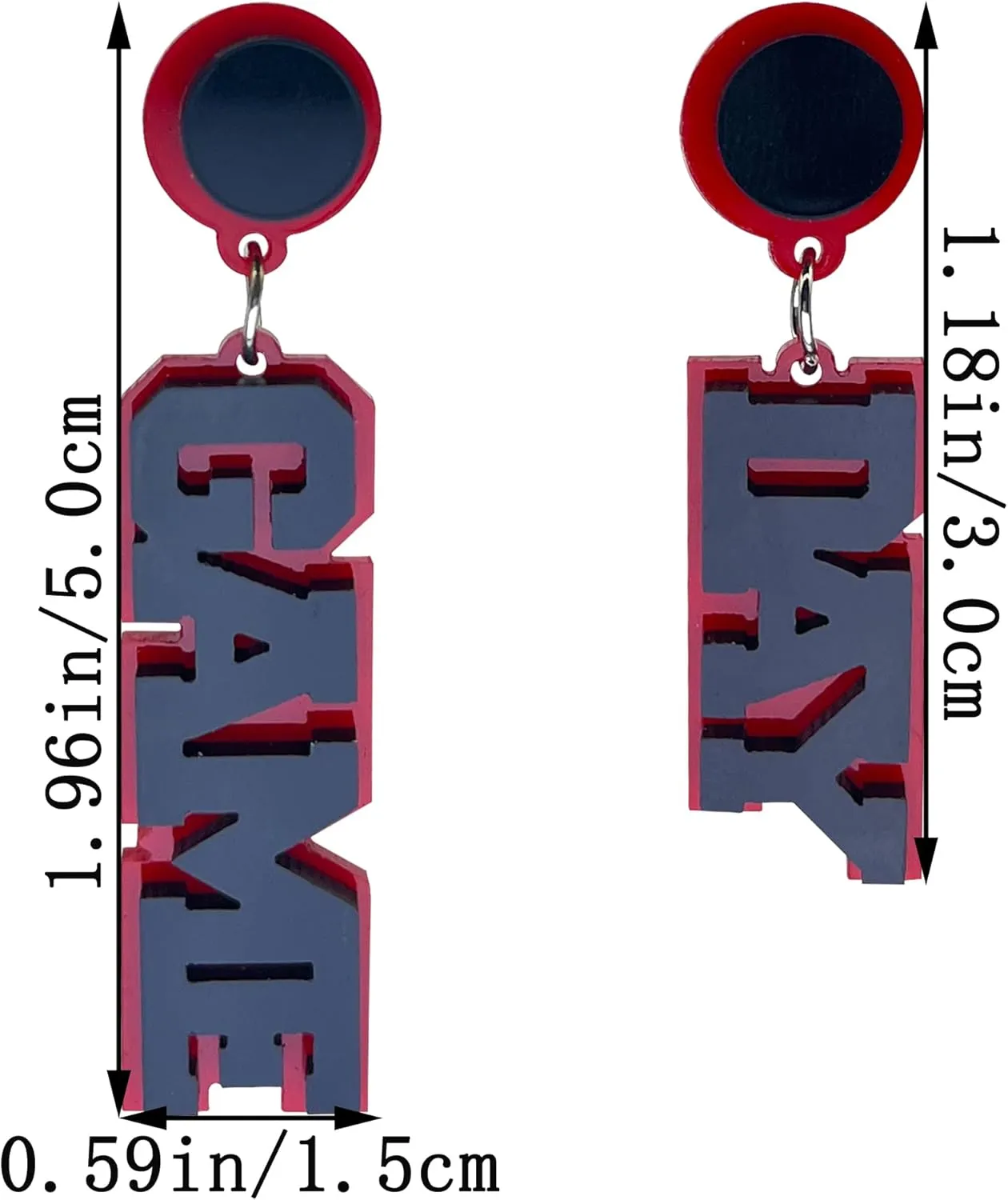 Acrylic Letter Statement Mismatched Drop Earrings Sports Fan Earrings Football Team Gifts Fun Game Day Dangle Earrings for Women