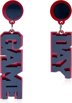 Acrylic Letter Statement Mismatched Drop Earrings Sports Fan Earrings Football Team Gifts Fun Game Day Dangle Earrings for Women