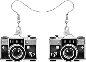 Acrylic Retro Vintage Digital Camera Earrings Dangle Jewelry Fun Gifts for Women Charms Party Favors Accessories