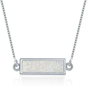 Adabele Natural Druzy Necklace Rectangle Bar Gemstone Pendant 18 inch Sparkly Agate Stone Crystal Women Jewelry Tarnish Resistant Stainless Steel/Gold Plated Chain
