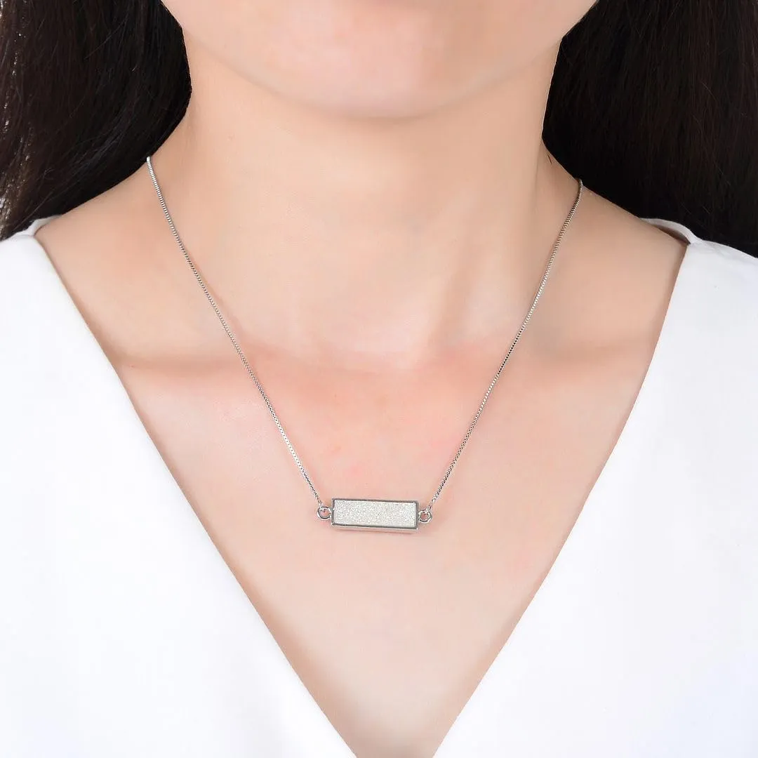 Adabele Natural Druzy Necklace Rectangle Bar Gemstone Pendant 18 inch Sparkly Agate Stone Crystal Women Jewelry Tarnish Resistant Stainless Steel/Gold Plated Chain