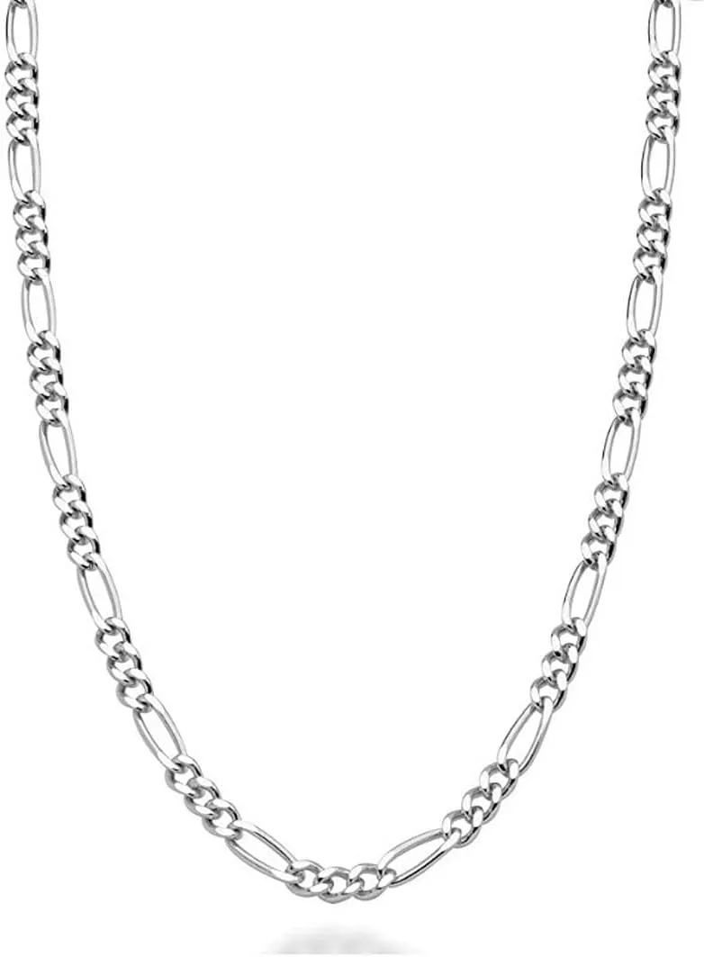 Adabele Solid 925 Sterling Silver Gold Filled Diamond-Cut Figaro Link Chain Necklace 1.5mm 2mm 2.5mm Tarnish Resistant Hypoallergenic Nickel Free Neck Jewelry