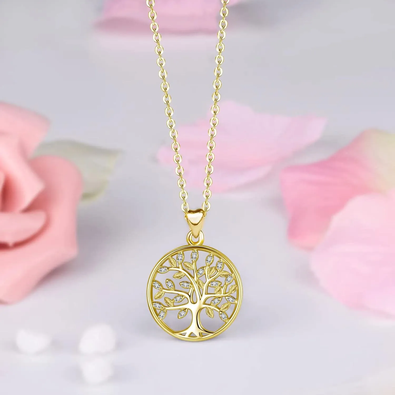 AEONSLOVE Tree of Life Necklace 925 Sterling Silver, Family Tree of Life Pendants Jewelry Gifts for Women Wife Mother, 18 Inch Chain