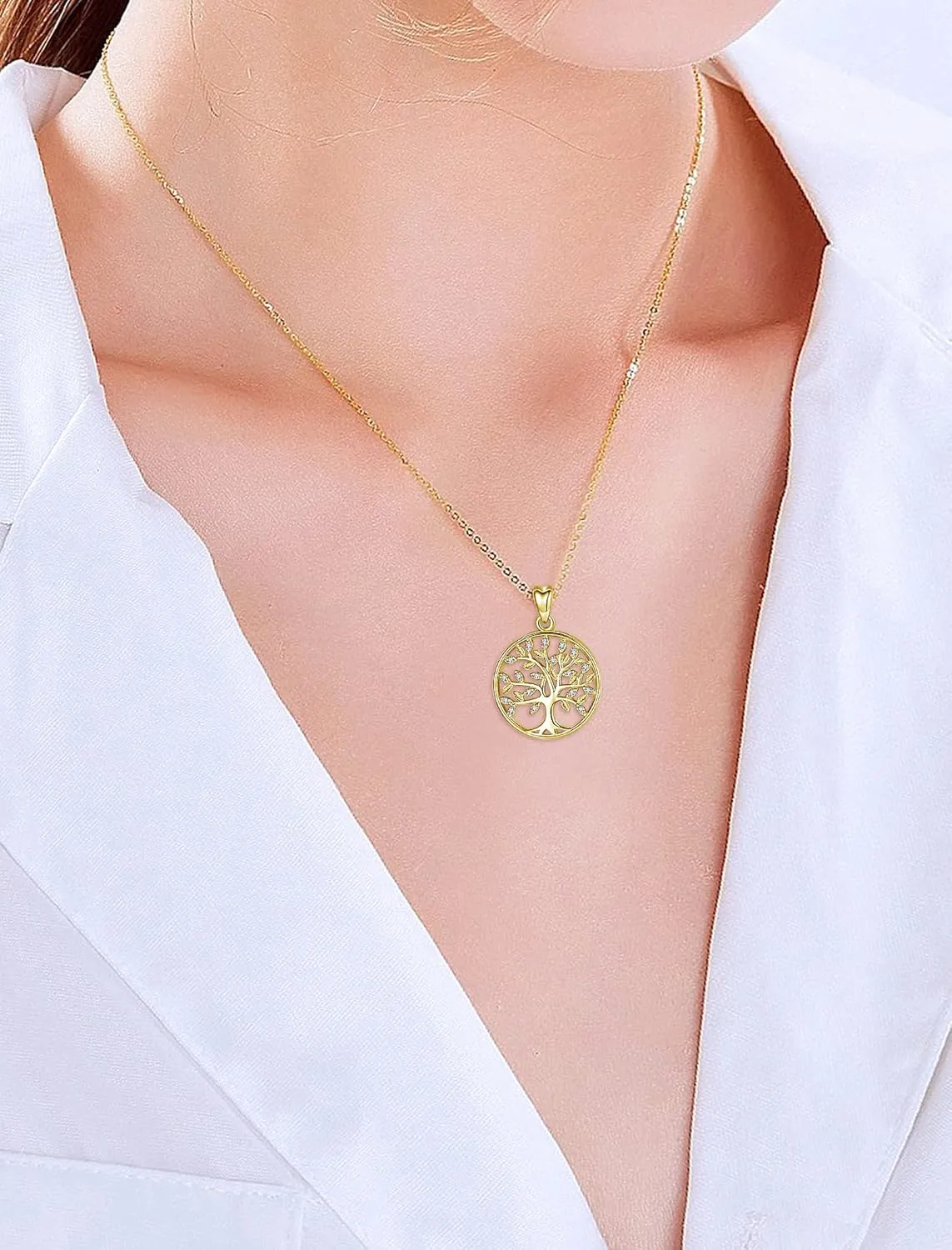 AEONSLOVE Tree of Life Necklace 925 Sterling Silver, Family Tree of Life Pendants Jewelry Gifts for Women Wife Mother, 18 Inch Chain