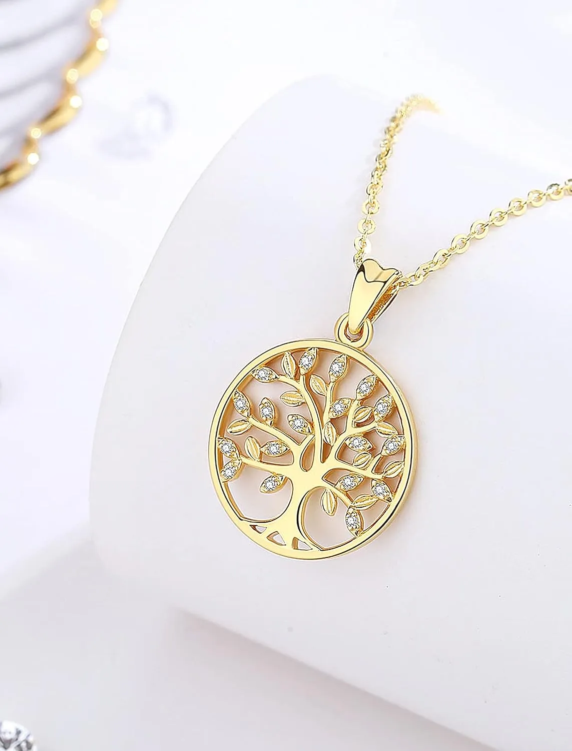 AEONSLOVE Tree of Life Necklace 925 Sterling Silver, Family Tree of Life Pendants Jewelry Gifts for Women Wife Mother, 18 Inch Chain