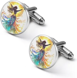 African Goddess of Life Sun Fashion Cufflinks For Men Alloy Tuxedo Shirt Cuff Links For Business Wedding Party 1.7cm