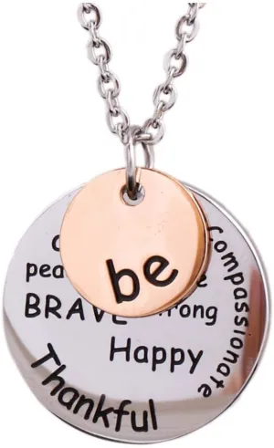 AIDAYOU Sterling Silver Necklace Be Pendant Two-Tone 925 Silver Be Charm Necklace Gifts Inspirational Words