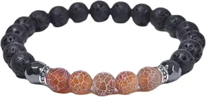 Aienid Crystal Bracelets for Women, Lava Rock Yoga Bracelet Red Black Lava-Rock Fashion Elegant Beaded Bracelet Nature Stone for Men Engagement Jewelry
