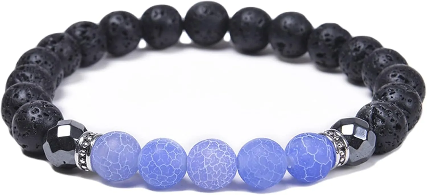 Aienid Crystal Bracelets for Women, Lava Rock Yoga Bracelet Red Black Lava-Rock Fashion Elegant Beaded Bracelet Nature Stone for Men Engagement Jewelry