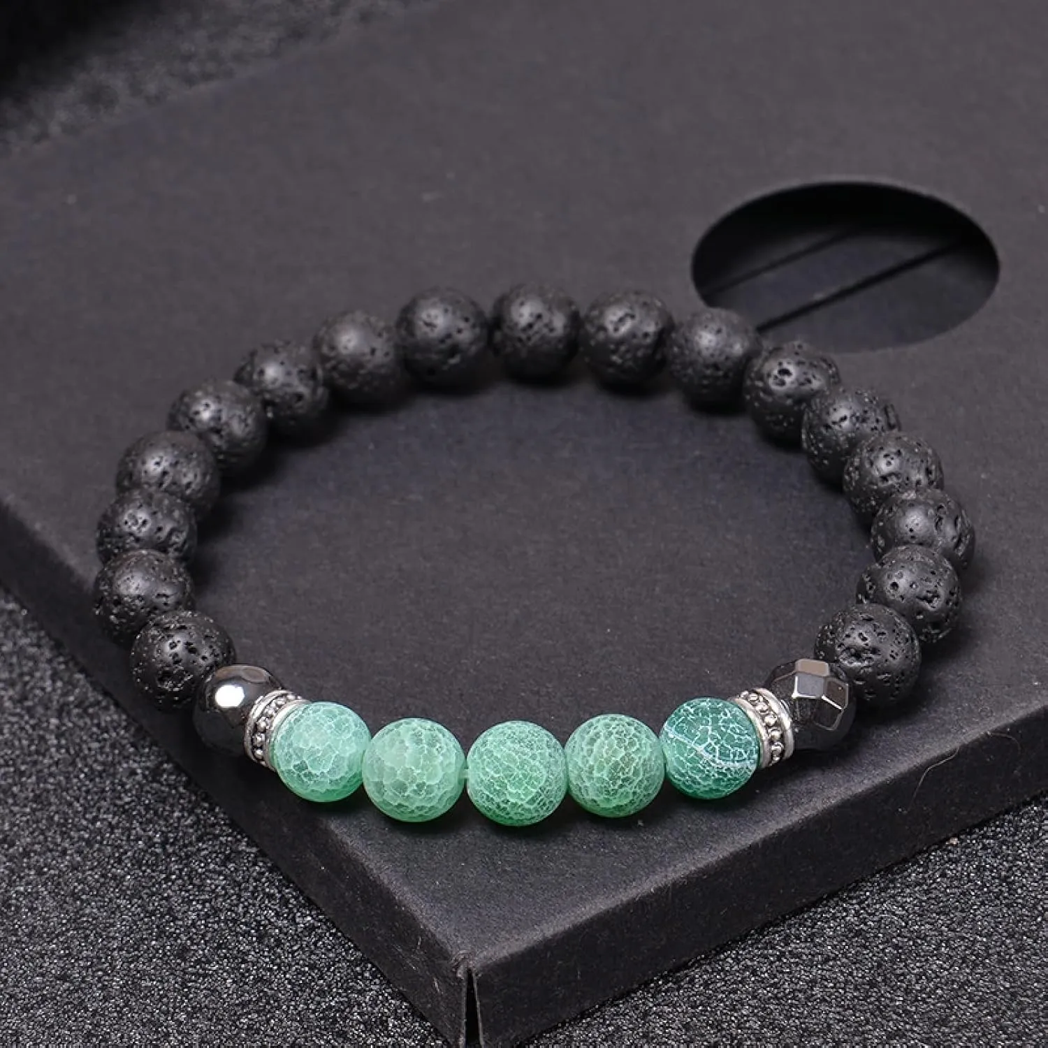 Aienid Crystal Bracelets for Women, Lava Rock Yoga Bracelet Red Black Lava-Rock Fashion Elegant Beaded Bracelet Nature Stone for Men Engagement Jewelry