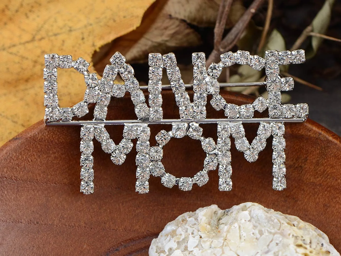 Alilang Silvery Toned Clear Crystal Rhinestones Mom Casual Novelty Party Pin Brooch
