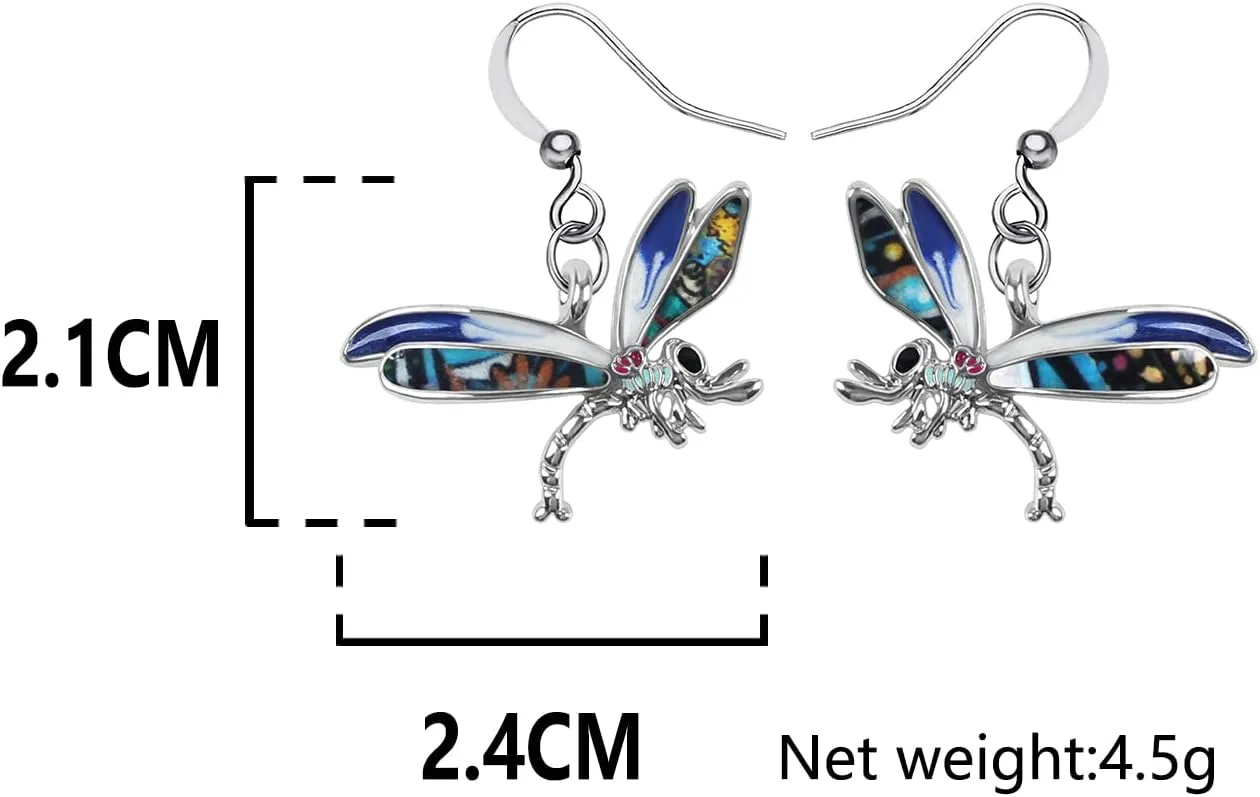 Alloy Cute Dragonfly Earrings Dangle Dragonfly Gifts for Women Fashion Summer Jewelry Enamel Charms