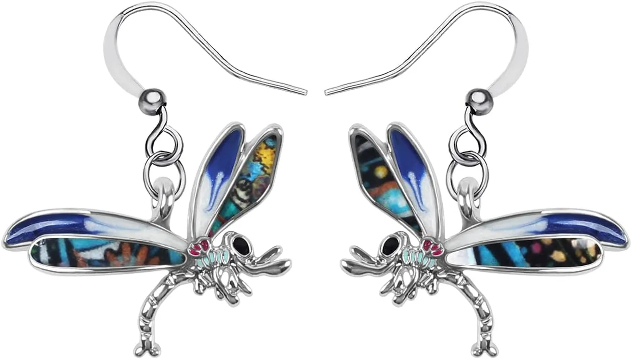 Alloy Cute Dragonfly Earrings Dangle Dragonfly Gifts for Women Fashion Summer Jewelry Enamel Charms
