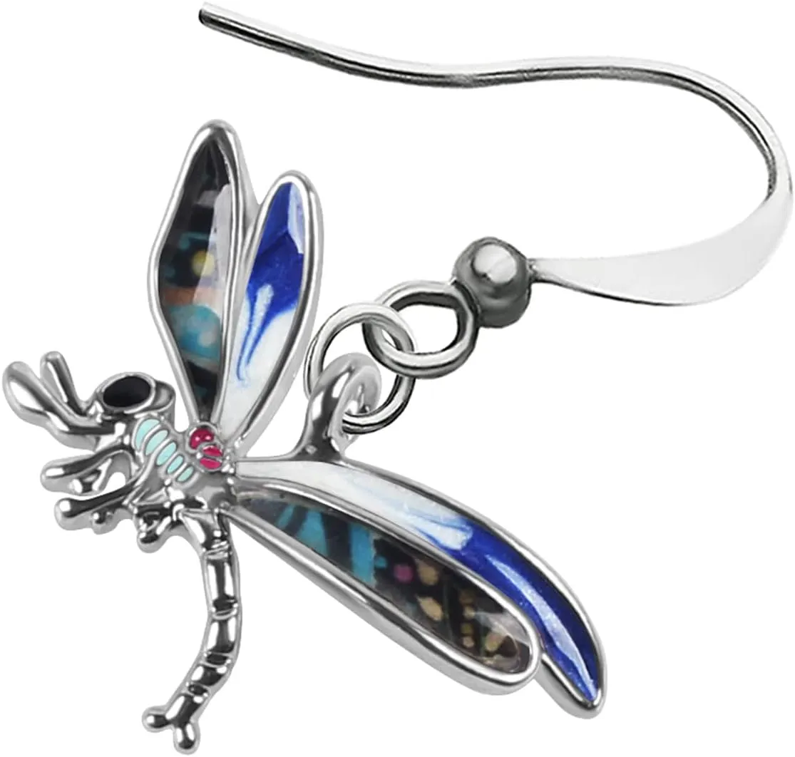 Alloy Cute Dragonfly Earrings Dangle Dragonfly Gifts for Women Fashion Summer Jewelry Enamel Charms