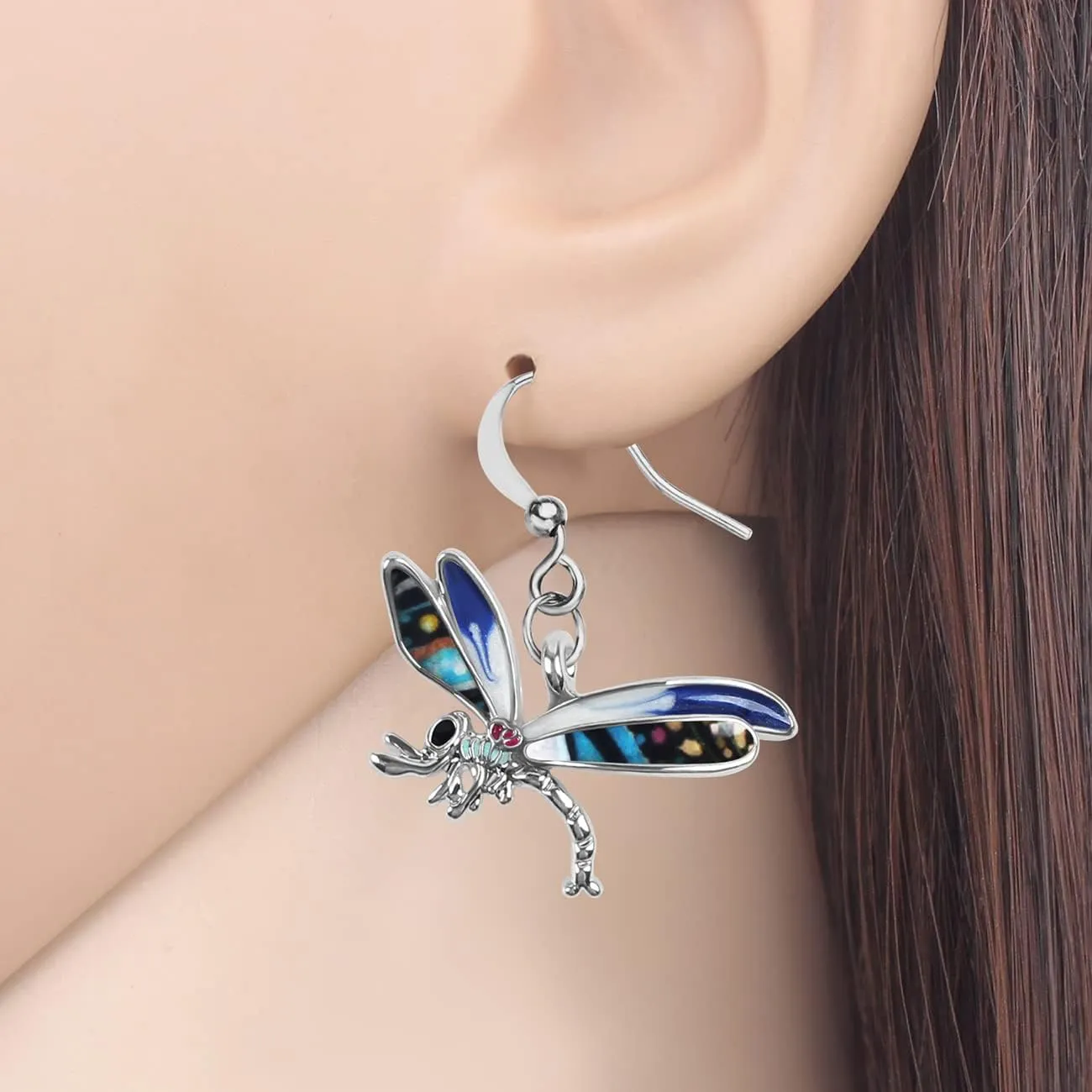 Alloy Cute Dragonfly Earrings Dangle Dragonfly Gifts for Women Fashion Summer Jewelry Enamel Charms