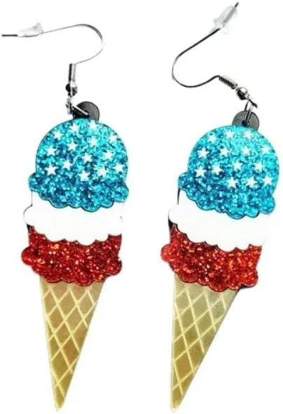 American Flag Earrings 4th of July Acrylic Fun Flag Sunflower Doughnut Goblin Butterfly Ice Cream Drop Dangle Earrings Unique lightweight Statement American Independence Day Earrings for Women