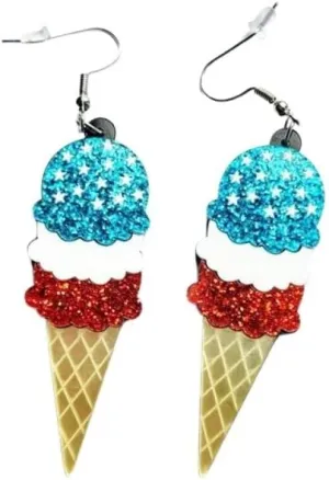American Flag Earrings 4th of July Acrylic Fun Flag Sunflower Doughnut Goblin Butterfly Ice Cream Drop Dangle Earrings Unique lightweight Statement American Independence Day Earrings for Women