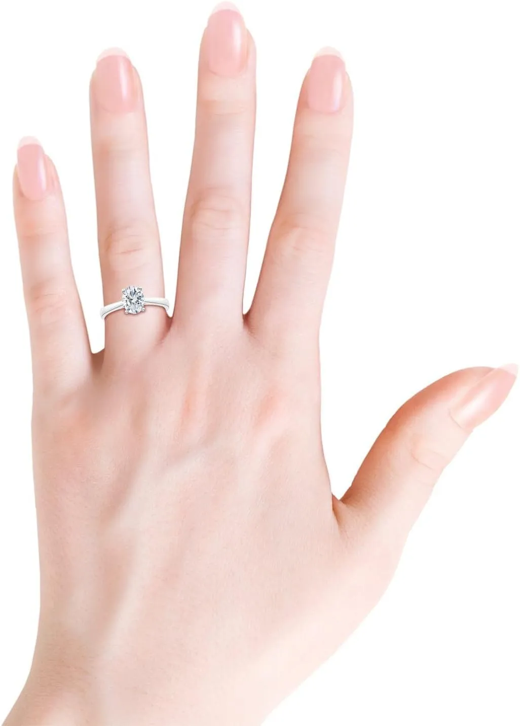 ANGARA IGI Certified 1-5 ct Lab Grown Oval Diamond Reverse Tapered Shank Cathedral Engagement Ring in Silver / 14K Solid Gold/Platinum | April Birthstone, Birthday, Anniversary, Wedding Jewelry Gift for Women