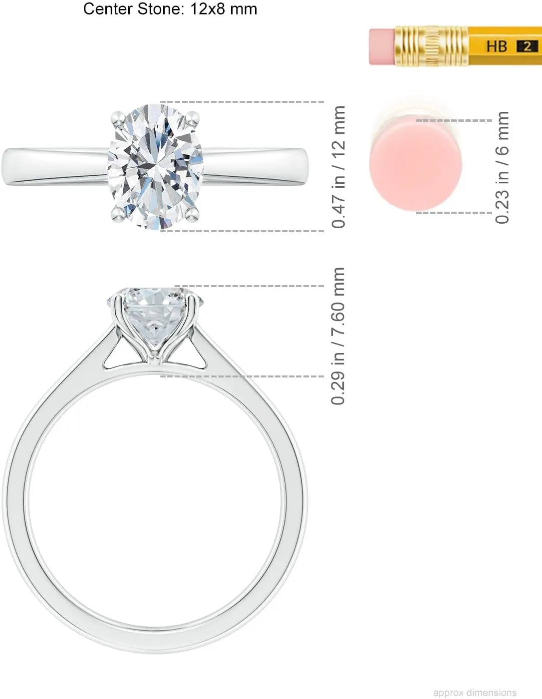 ANGARA IGI Certified 1-5 ct Lab Grown Oval Diamond Reverse Tapered Shank Cathedral Engagement Ring in Silver / 14K Solid Gold/Platinum | April Birthstone, Birthday, Anniversary, Wedding Jewelry Gift for Women