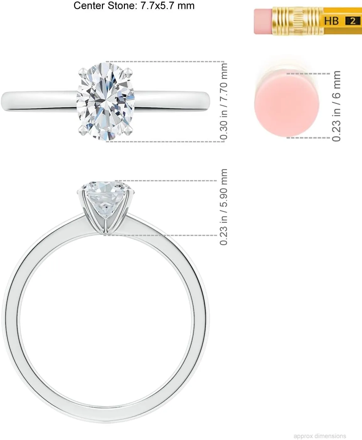 ANGARA IGI Certified 1-5 ct Lab Grown Solitaire Oval Diamond Tapered Shank Engagement Ring in Silver / 14K Solid Gold/Platinum | April Birthstone, Birthday, Anniversary, Wedding Jewelry Gift for Women