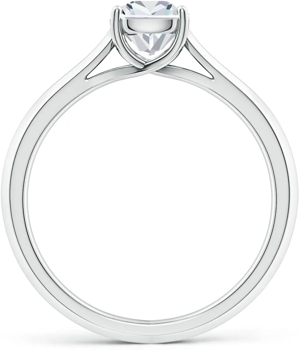 Angara Lab Grown Cushion Rectangular Diamond Knife-Edge Shank Trellis Engagement Ring in Silver / 14K Solid Gold/Platinum | April Birthstone, Birthday, Anniversary, Wedding Jewelry Gift for Women