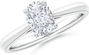Angara Lab Grown Cushion Rectangular Diamond Knife-Edge Shank Trellis Engagement Ring in Silver / 14K Solid Gold/Platinum | April Birthstone, Birthday, Anniversary, Wedding Jewelry Gift for Women