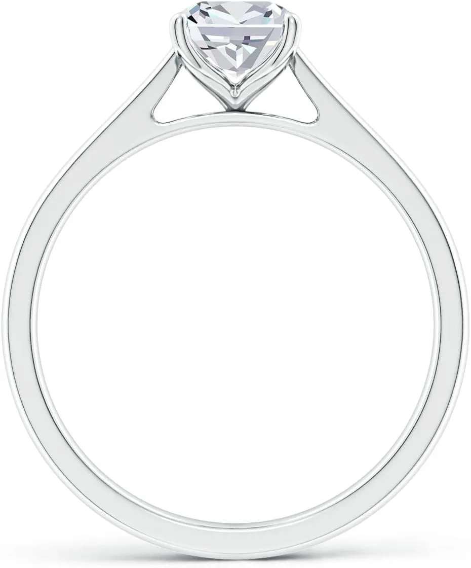 Angara Lab Grown Cushion Rectangular Diamond Reverse Tapered Shank Cathedral Engagement Ring in Silver / 14K Solid Gold/Platinum | April Birthstone, Birthday, Anniversary Jewelry Gift for Women