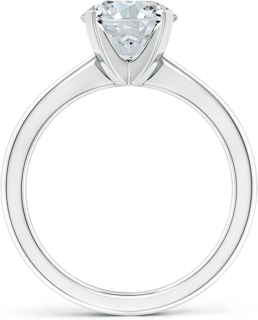 Angara Lab Grown Oval Diamond Reverse Tapered Shank Solitaire Engagement Ring in Silver / 14K Solid Gold/Platinum | April Birthstone, Birthday, Anniversary, Wedding Jewelry Gift for Women