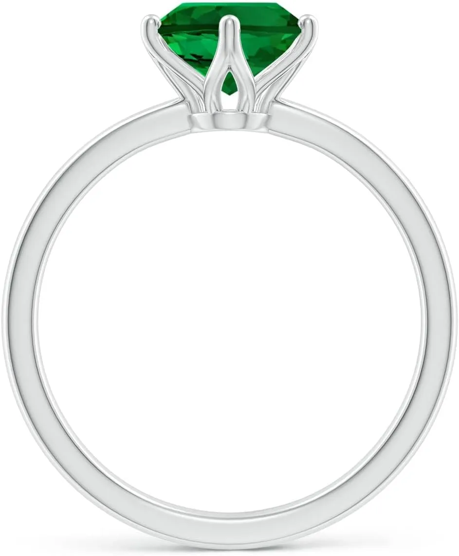 Angara Lab Grown Oval Emerald Solitaire Classic Engagement Ring in 14K Solid Gold/Platinum | May Birthstone, Birthday, Anniversary, Wedding Jewelry Gift for Women