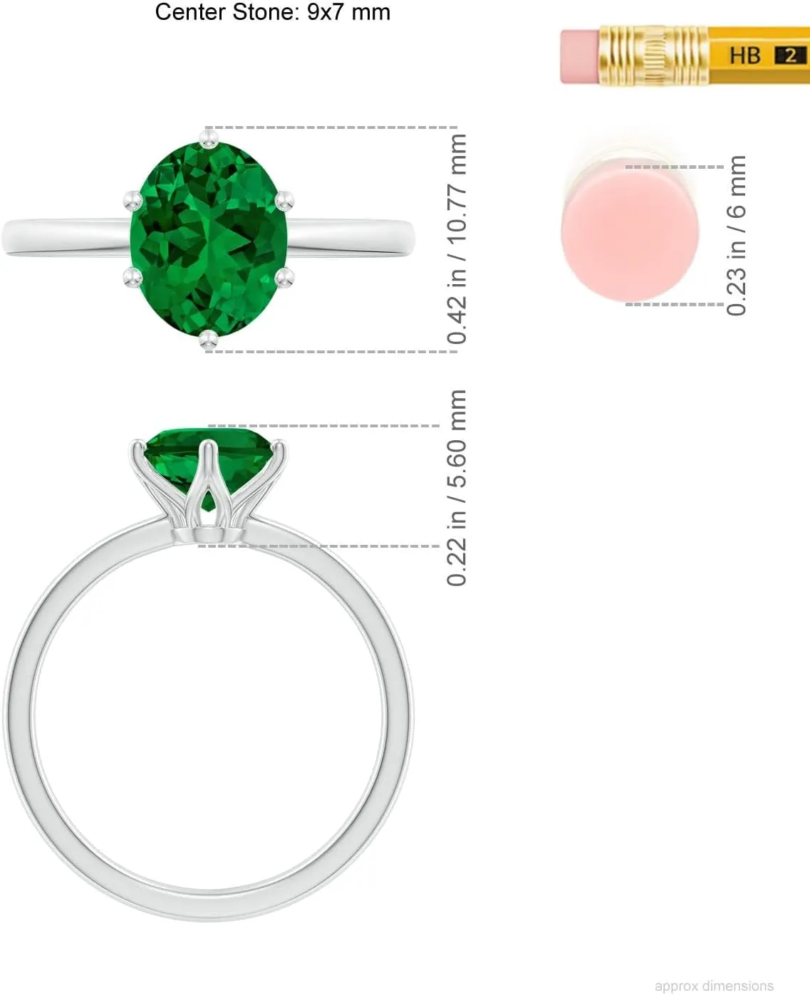Angara Lab Grown Oval Emerald Solitaire Classic Engagement Ring in 14K Solid Gold/Platinum | May Birthstone, Birthday, Anniversary, Wedding Jewelry Gift for Women