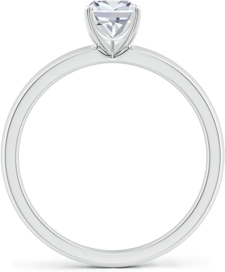 Angara Lab Grown Prong-Set Cushion Rectangular Diamond Solitaire Engagement Ring in 14K Solid Gold/Platinum | April Birthstone, Birthday, Anniversary, Wedding Jewelry Gift for Women